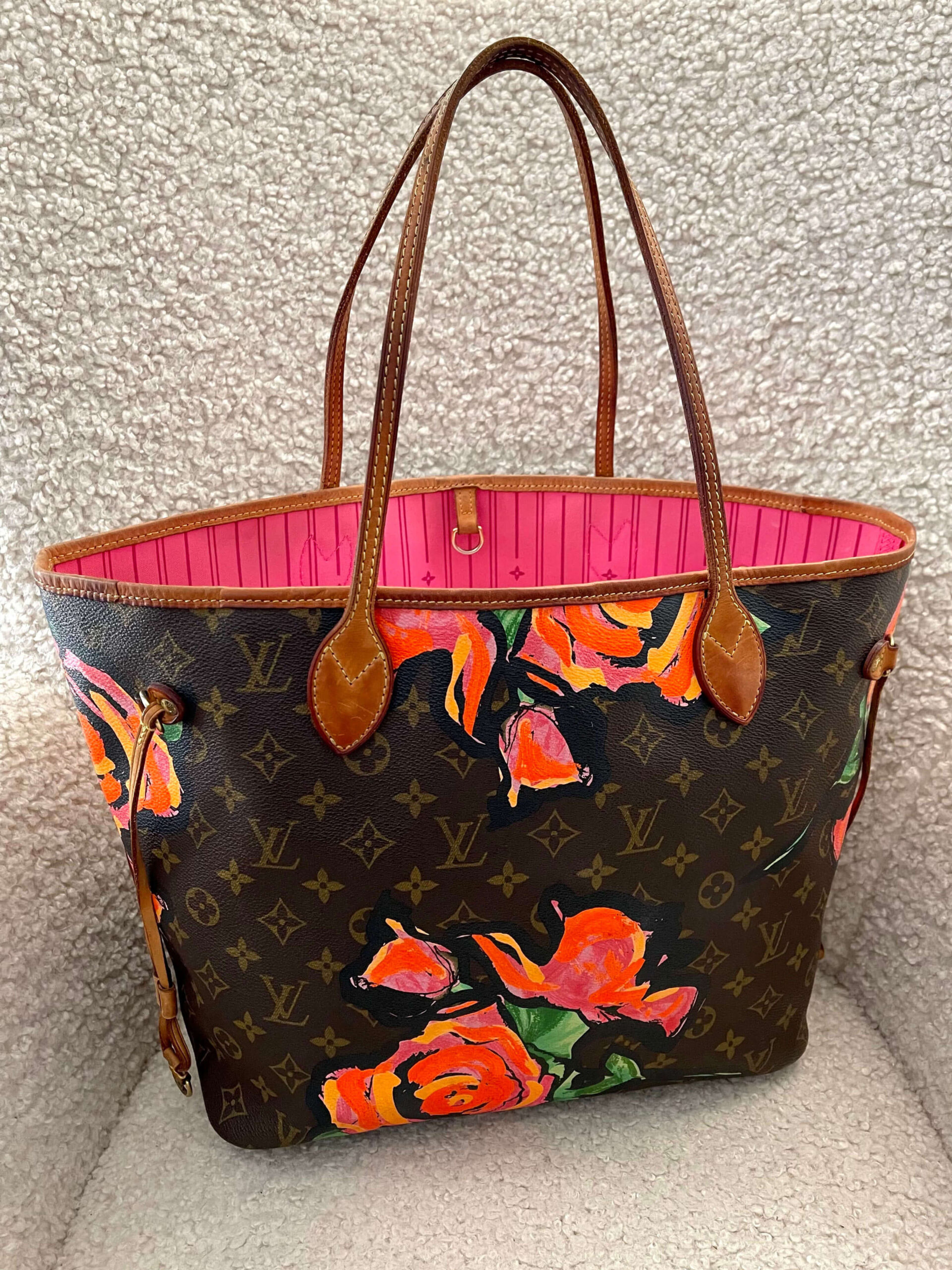 Louis Vuitton Neverfull Mm Stephen Sprouse Rose Limited Edition Brown Pink Golden Green 7 (1)